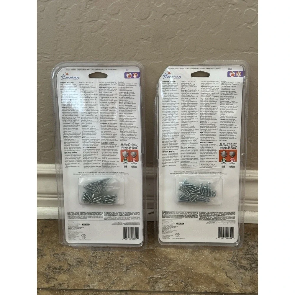 2 Dreambaby Adhesive Mag Lock - 8 Locks per pack, 1 Key for Cabinets and Drawers